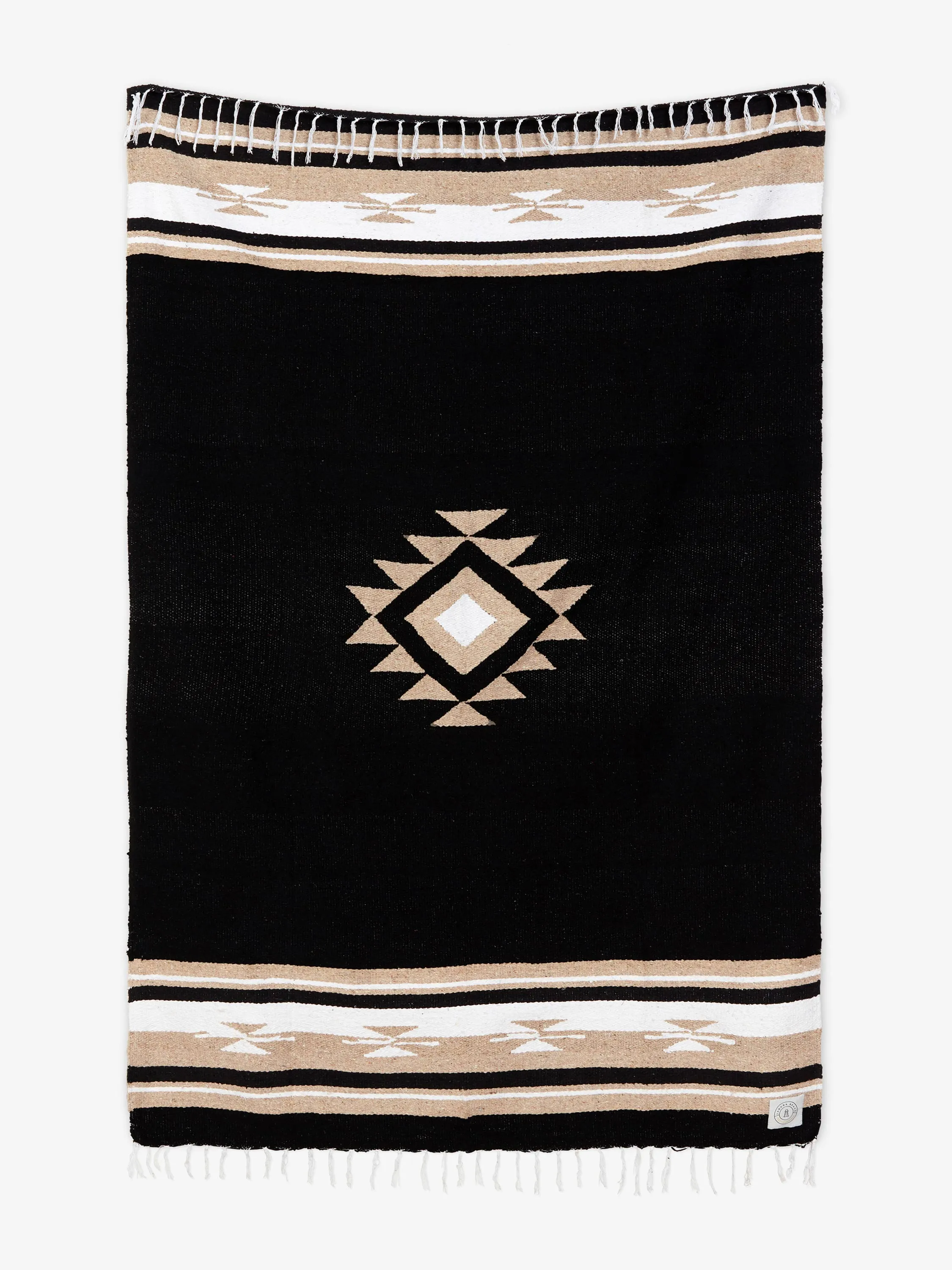 Black Baja Mexican Blanket