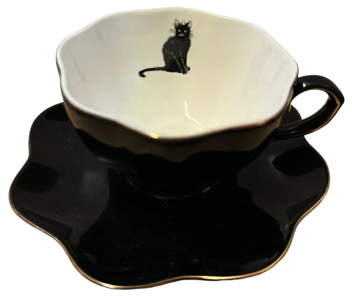 Black Cat Tea Cup