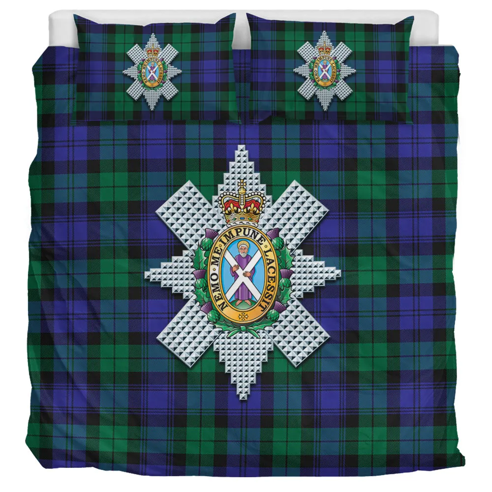 Black Watch Modern Tartan Bedding Set with Family Crest