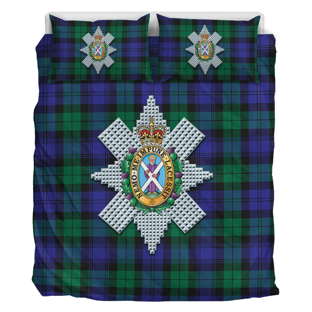 Black Watch Modern Tartan Bedding Set with Family Crest