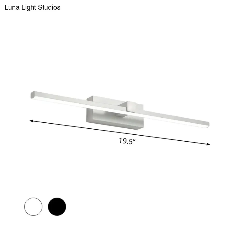 Black/White LED Wall Mounted Bathroom Mirror Light - Iron Stick Vanity Lamp, Multiple Sizes Available