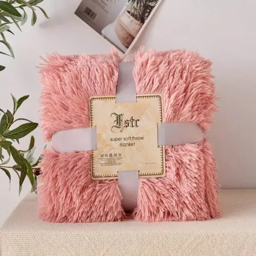 Blanket Soft Fur Fluffy Korean Style, Old Rose Color.