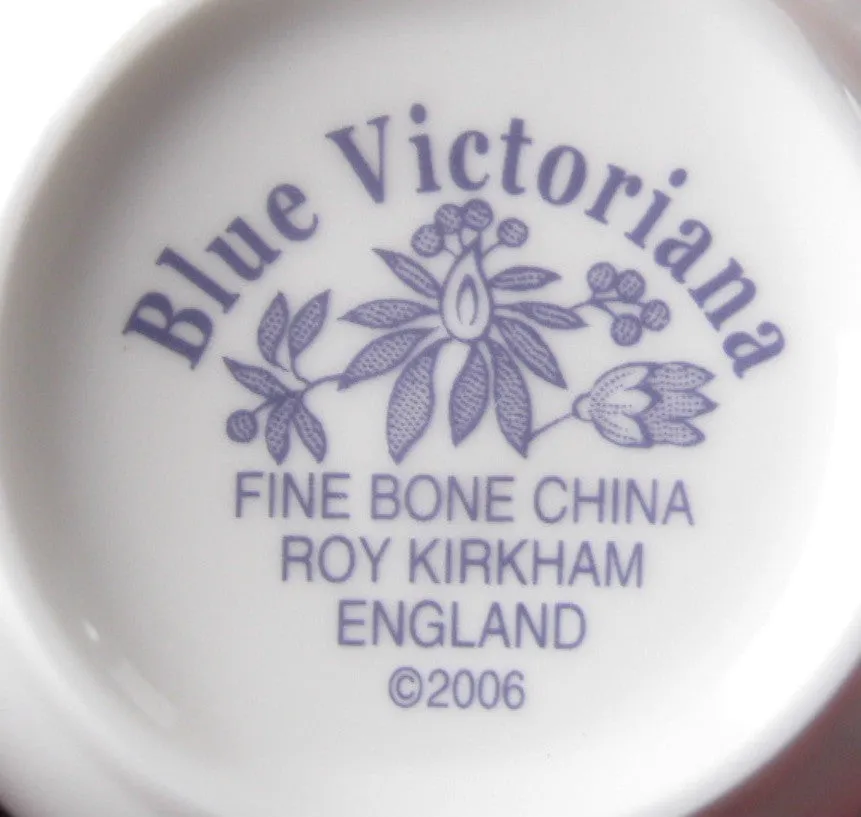 Blue Victorian Breakfast Size Roy Kirkham Cup And Saucer English Bone China New Large