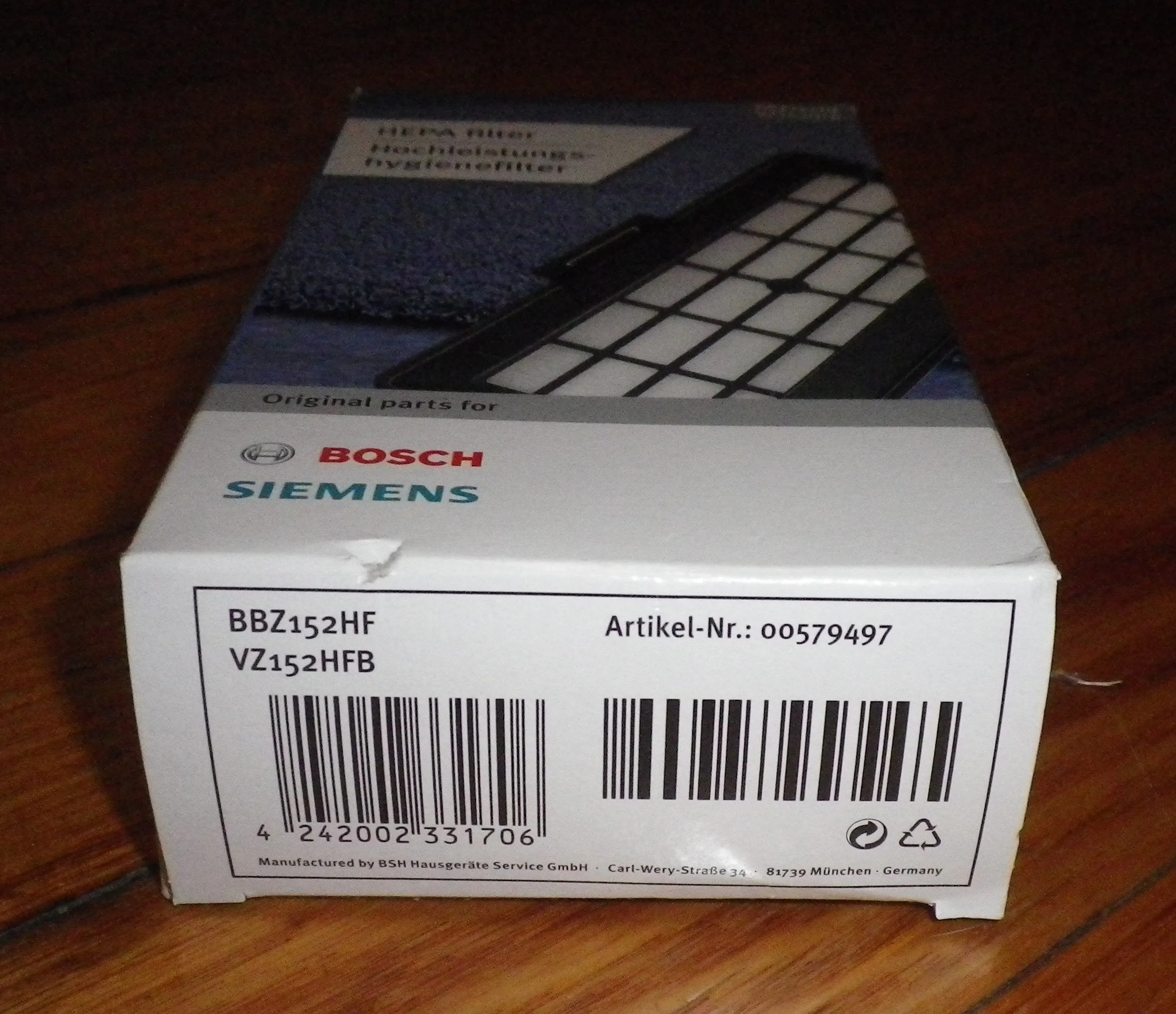 Bosch BSG7000, VS07 Series Genuine H12 Hepa Filter - Part # 579497