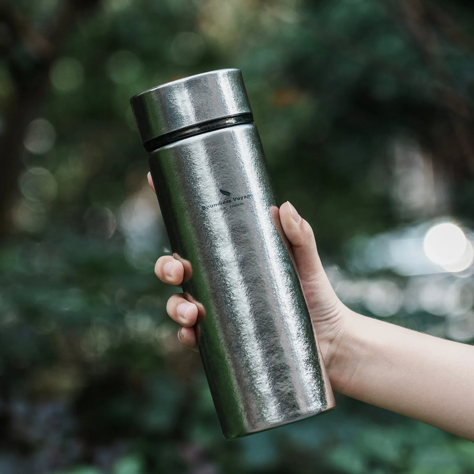 Boundless Voyage Titanium Thermos Bottle with Lid Double-Walled Insulated Water Mug 550ml