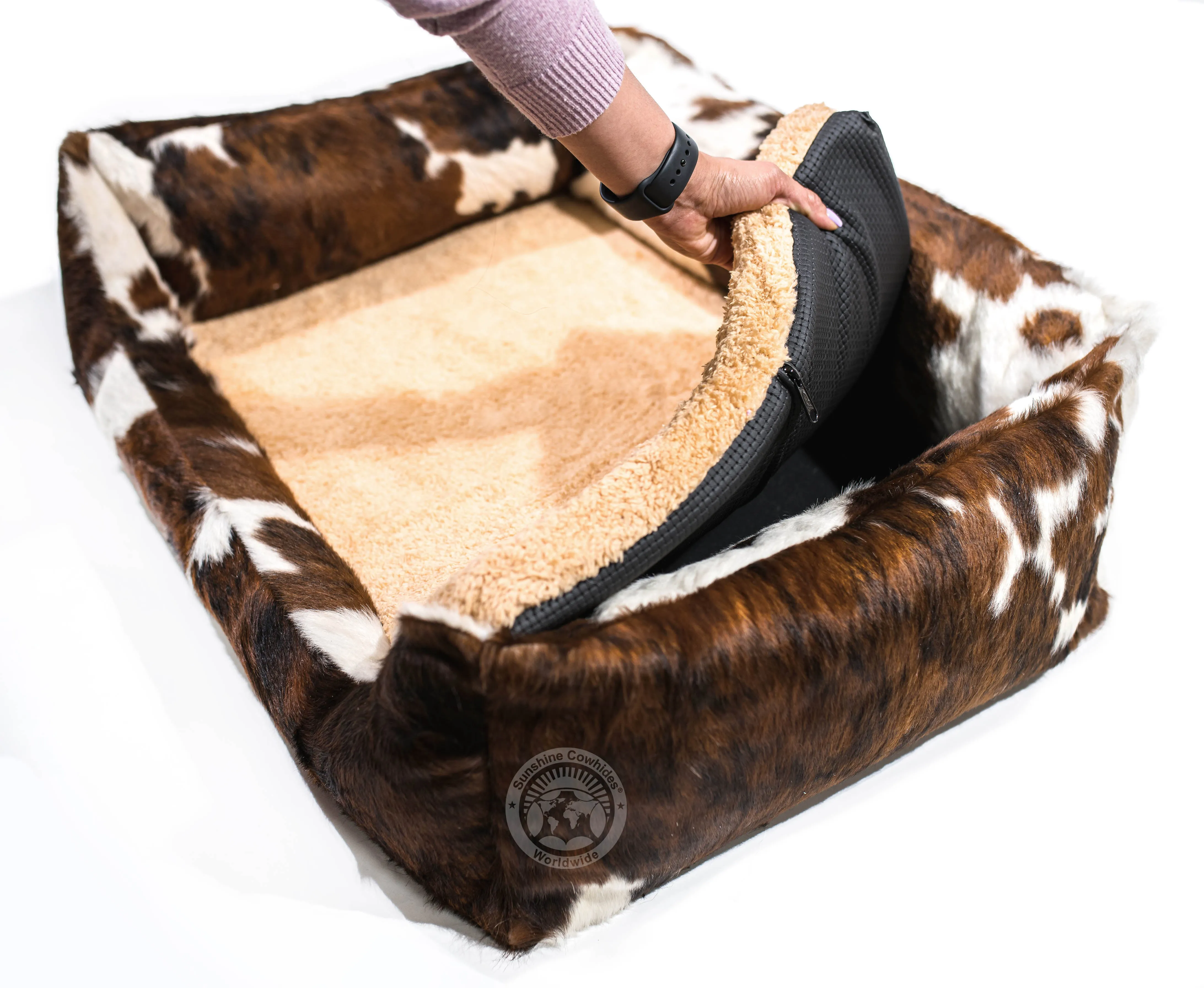 Brindle Cowhide Pet Bed, 22X29X8"