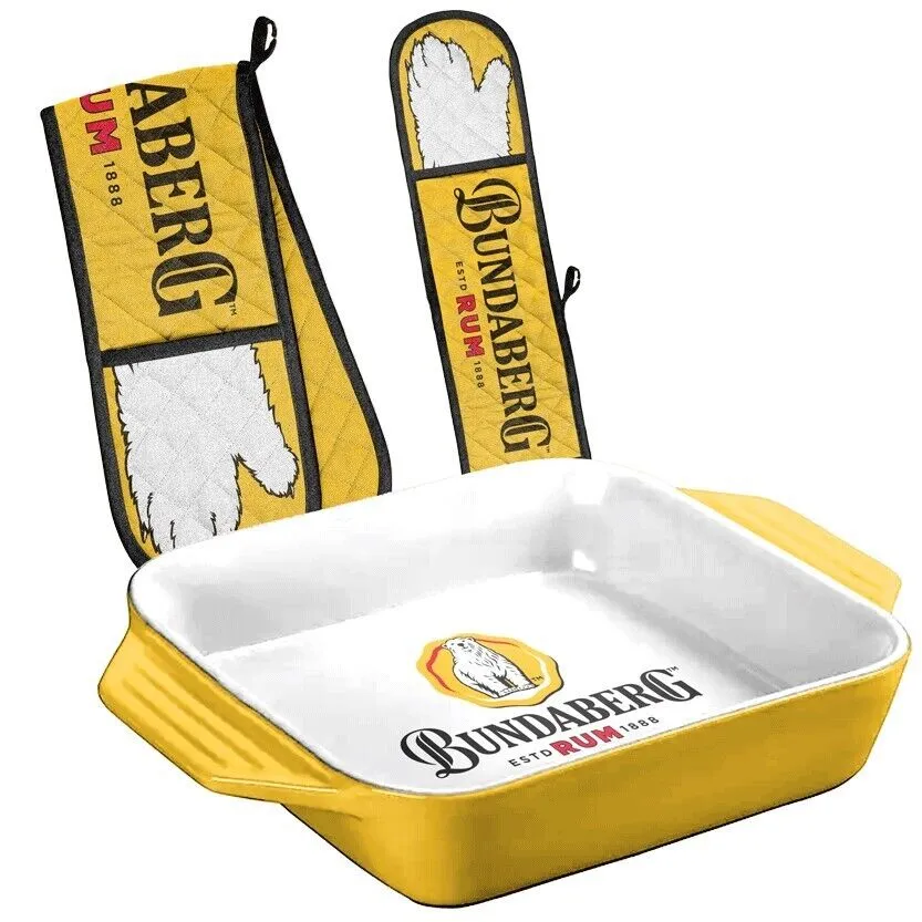 Bundaberg Rum - Baking Tray and Oven Mitt Set - Ceramic Dish - Bundy Rum