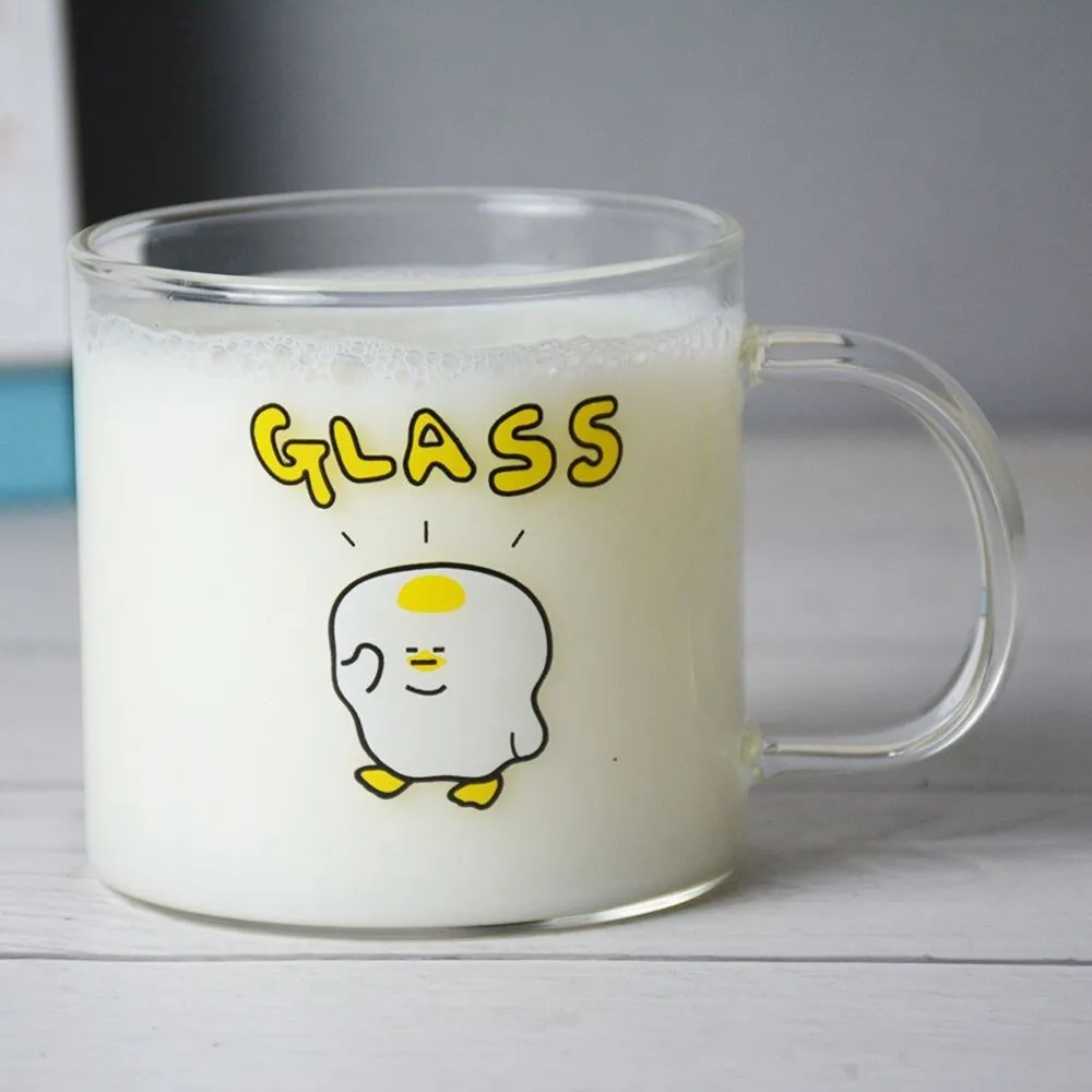 Cartoon Printed Glass Cup for Drinks and Desserts