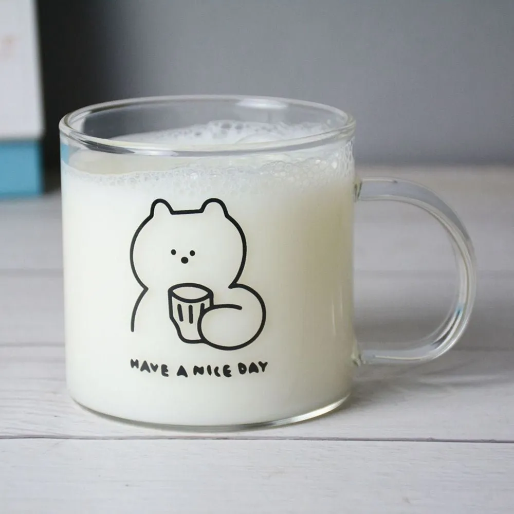 Cartoon Printed Glass Cup for Drinks and Desserts