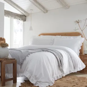 Cassia Frill Duvet Cover Set by Appletree Loft in White