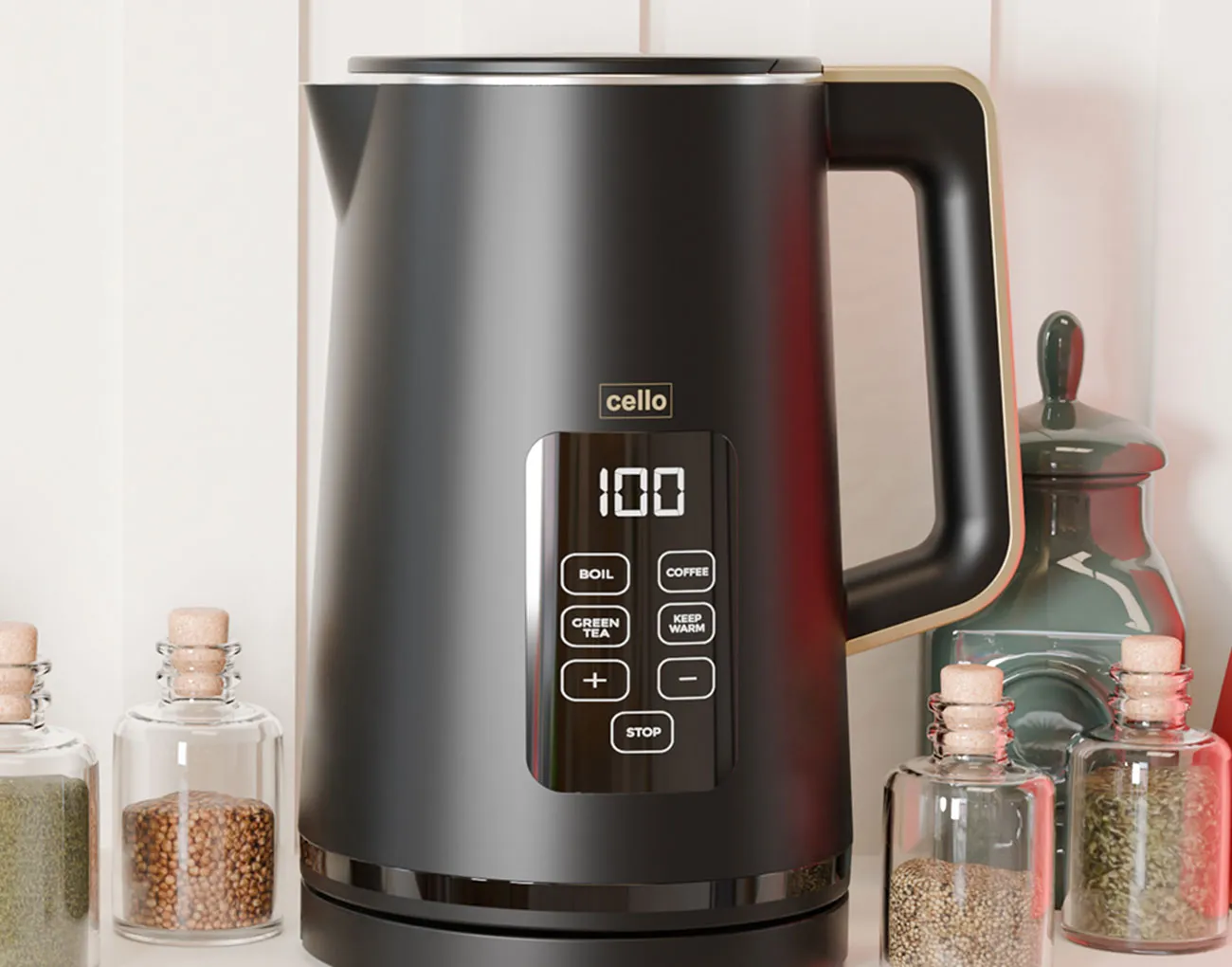 Cello 3000W Electric Digital Kettle with Temperature Control - Black