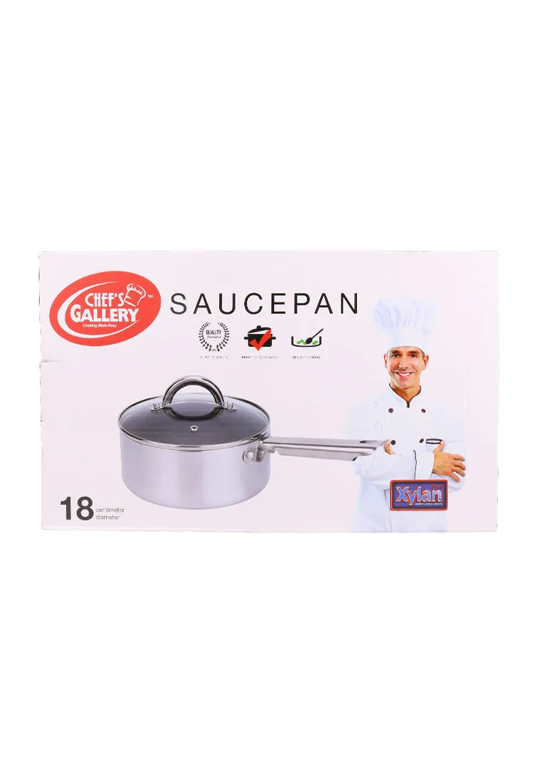 Chef Gallery Stainless Steel Sauce Pan with Glass Lid