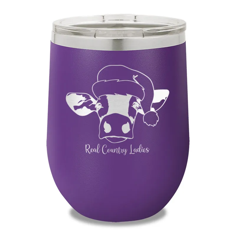 Christmas Cow 12oz Stemless Wine Cup