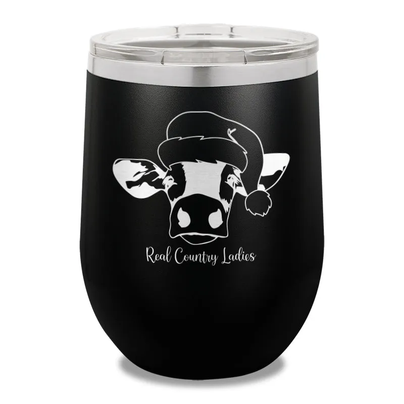 Christmas Cow 12oz Stemless Wine Cup