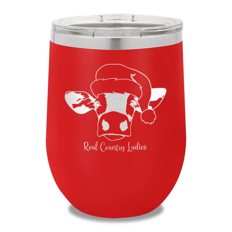 Christmas Cow 12oz Stemless Wine Cup