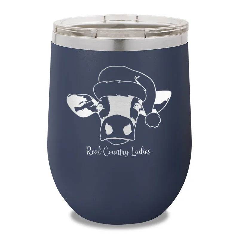 Christmas Cow 12oz Stemless Wine Cup