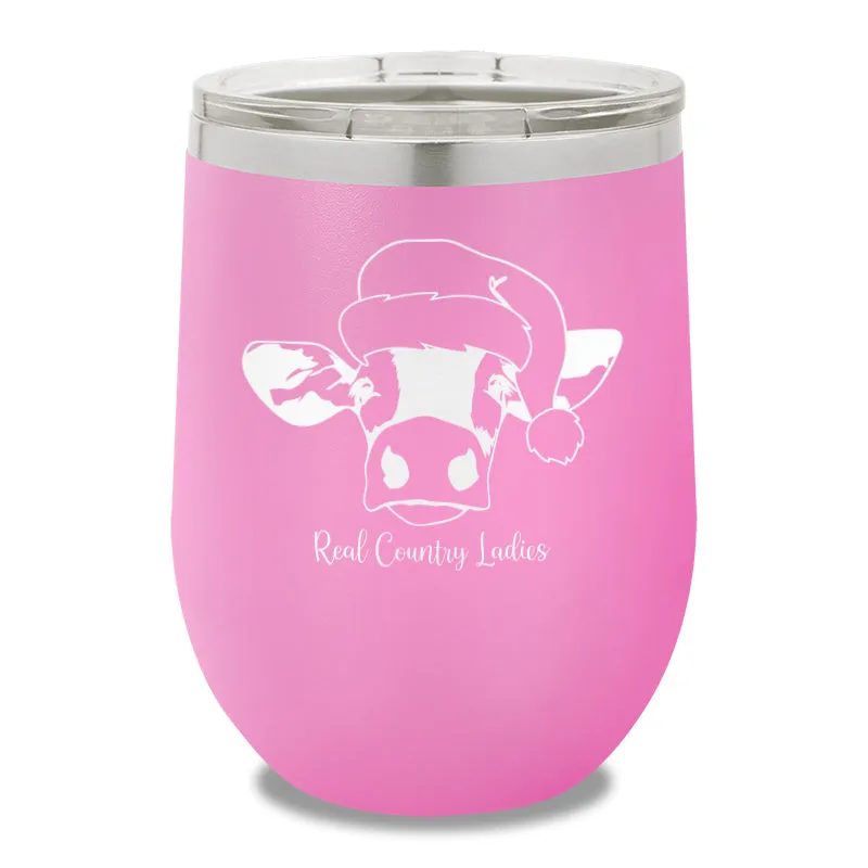 Christmas Cow 12oz Stemless Wine Cup