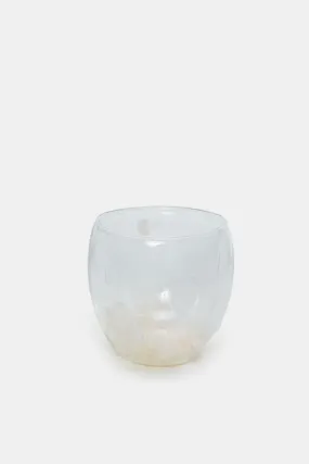 Clear Double Wall Embellished Glass Cup