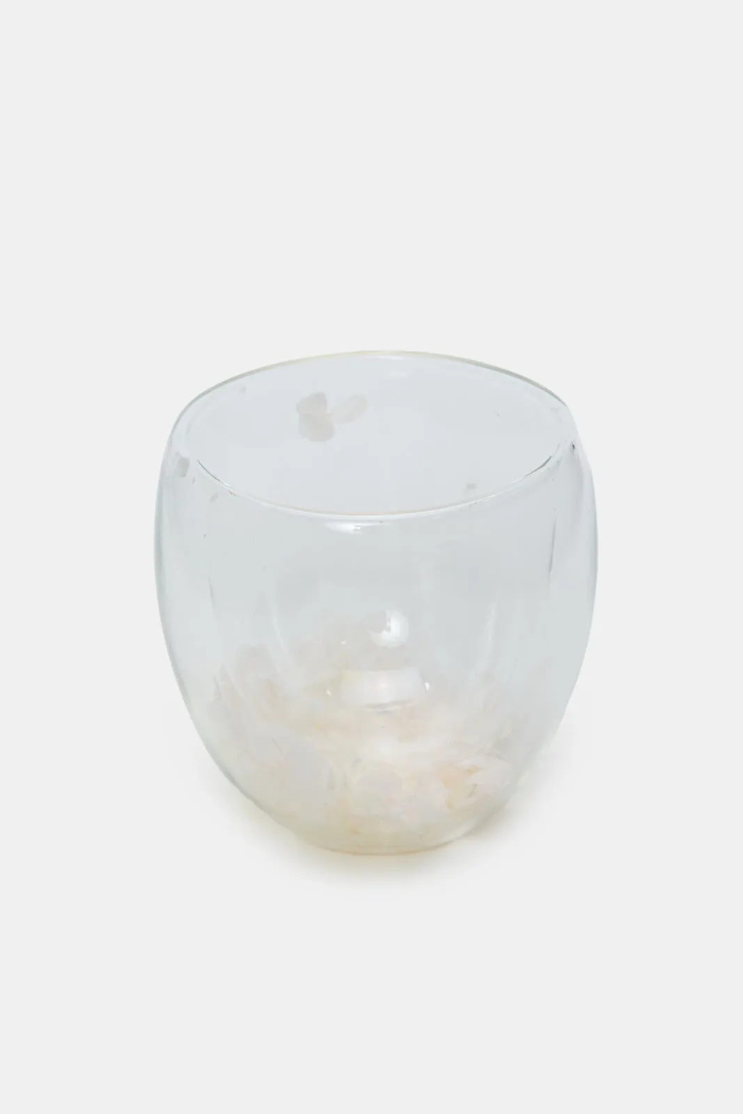 Clear Double Wall Embellished Glass Cup