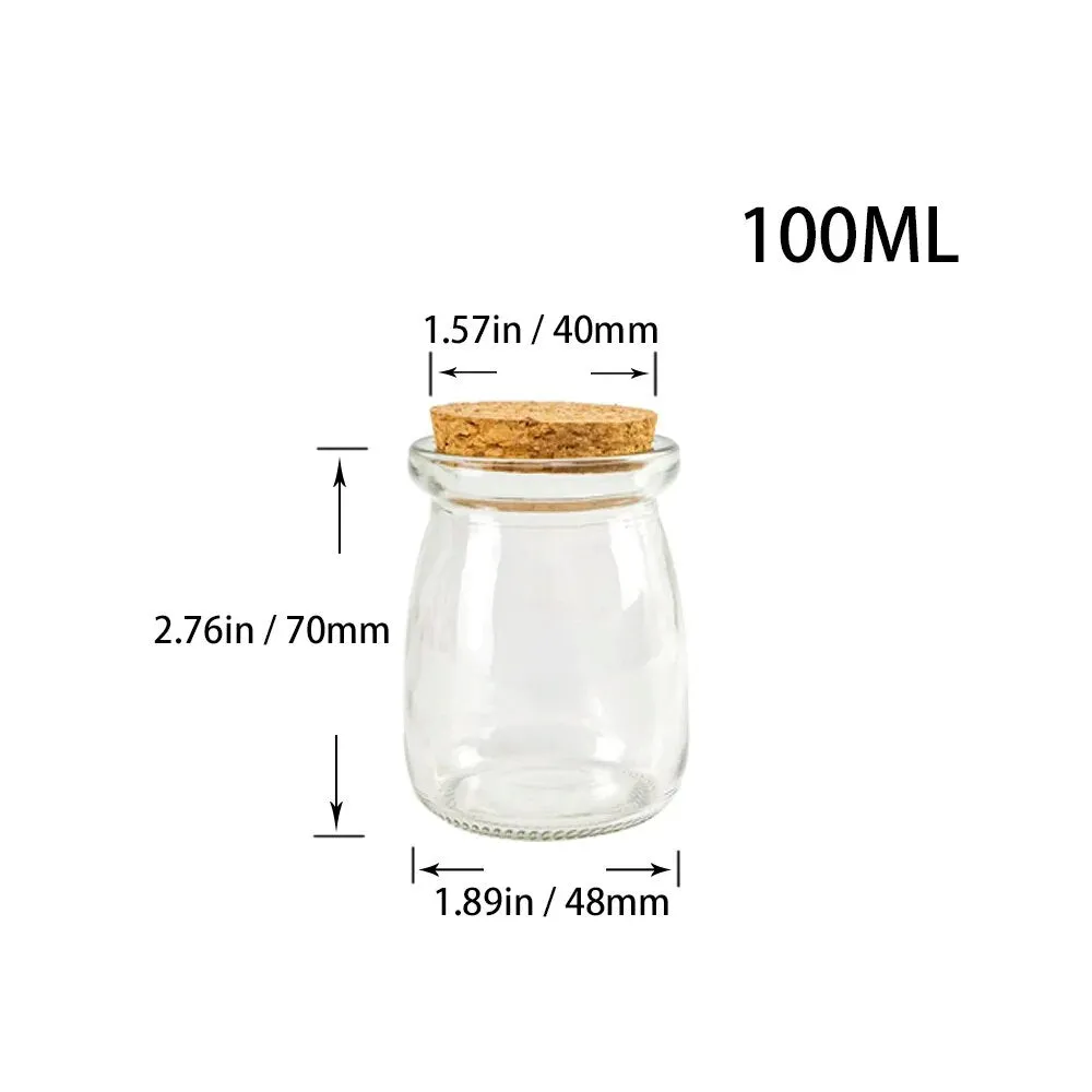 Clear Small Glass Bottle Container with Cork for Decorations- Party Favors- Crafts - Lot of Six Pieces