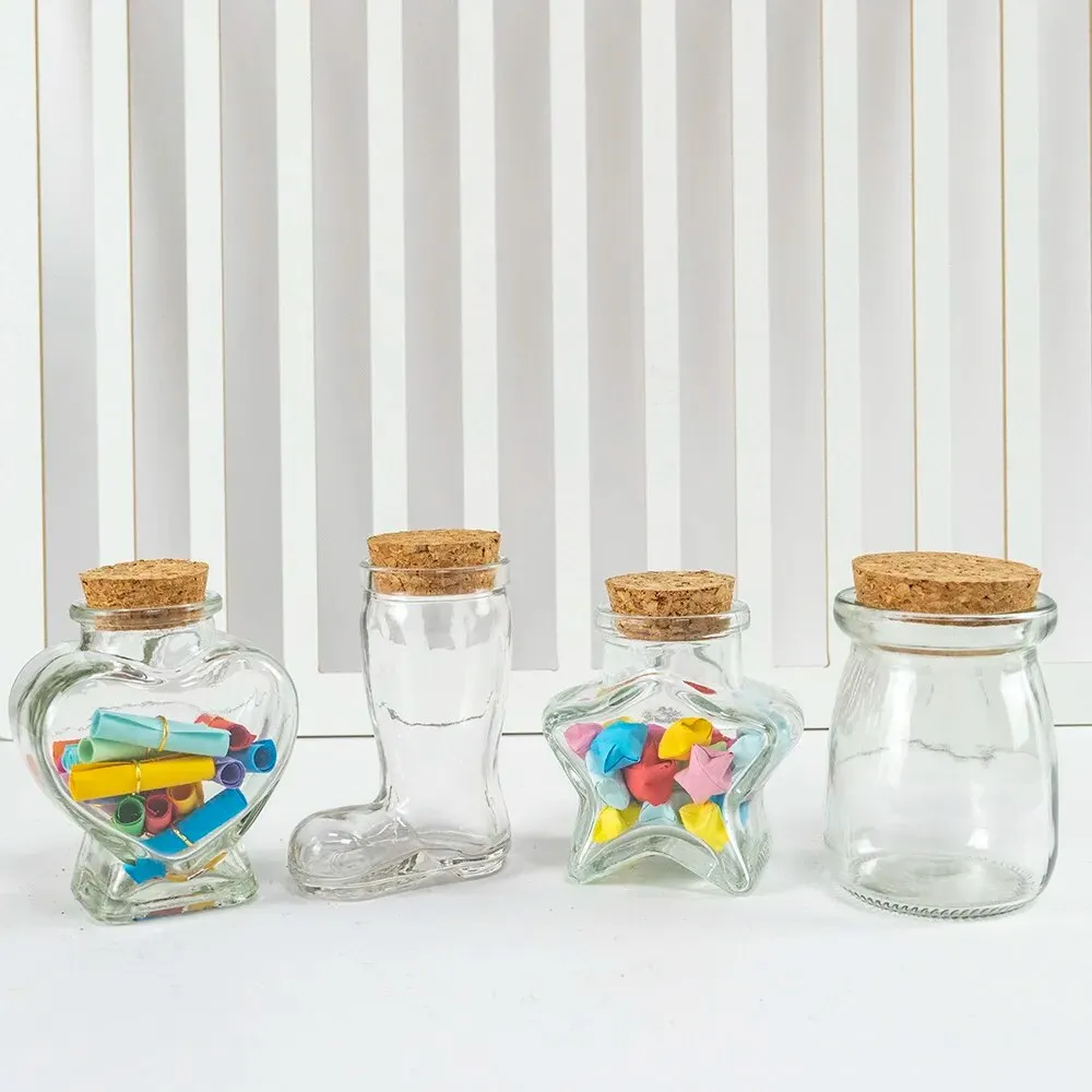 Clear Small Glass Bottle Container with Cork for Decorations- Party Favors- Crafts - Lot of Six Pieces