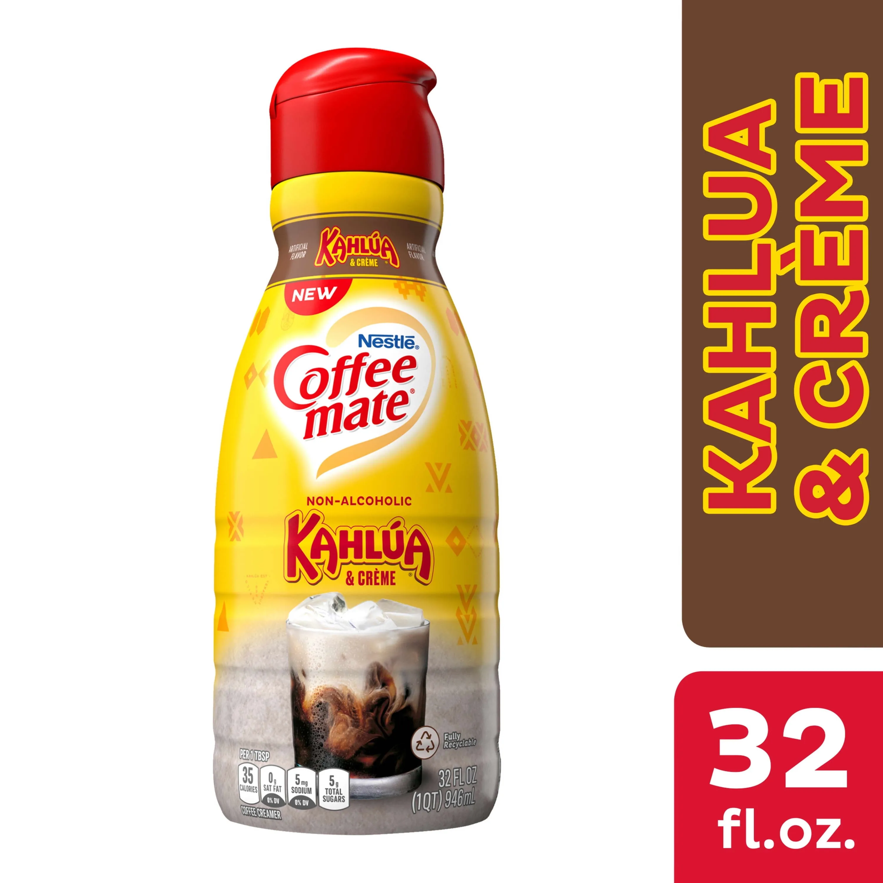 Coffee mate Kahlua and Creme Non-Alcoholic Liquid Coffee Creamer,  32 fl oz