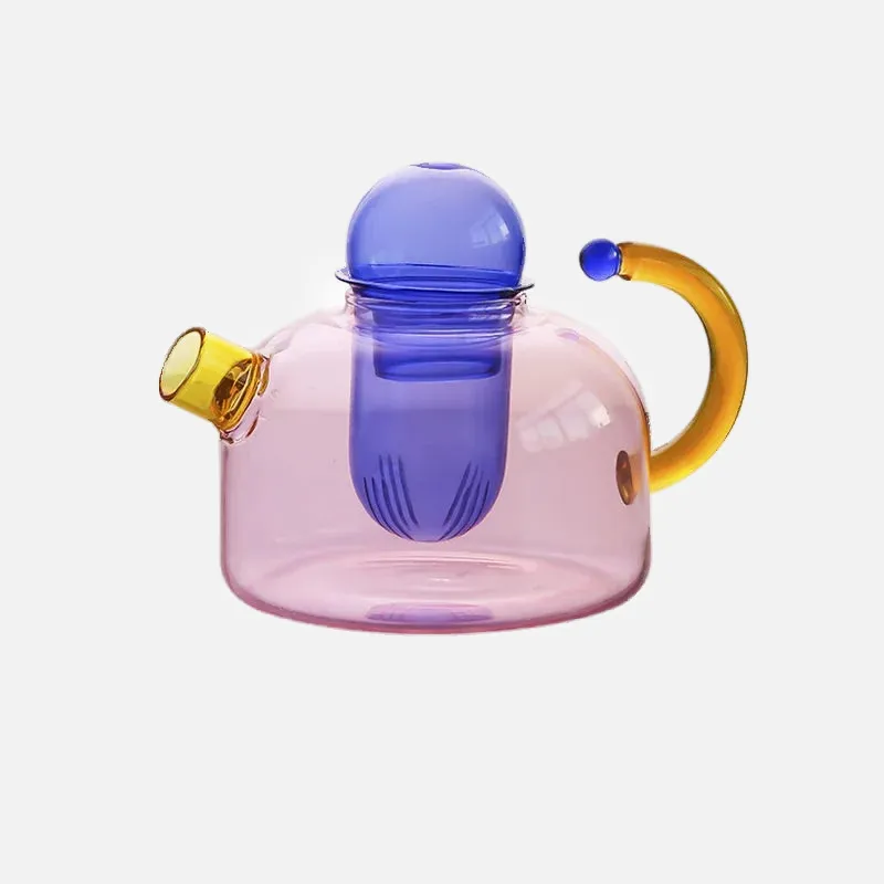 Color Bloom Glass Teapot & Cup Set