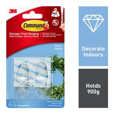 Command™ Medium Clear Hooks with Clear Strips 17091CL