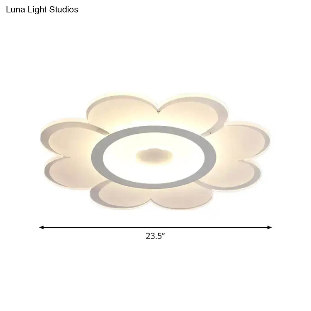 Contemporary Flower Shaped Acrylic Ceiling Light - White LED Flush Mount for Living Room, 8"/19.5"/31" W