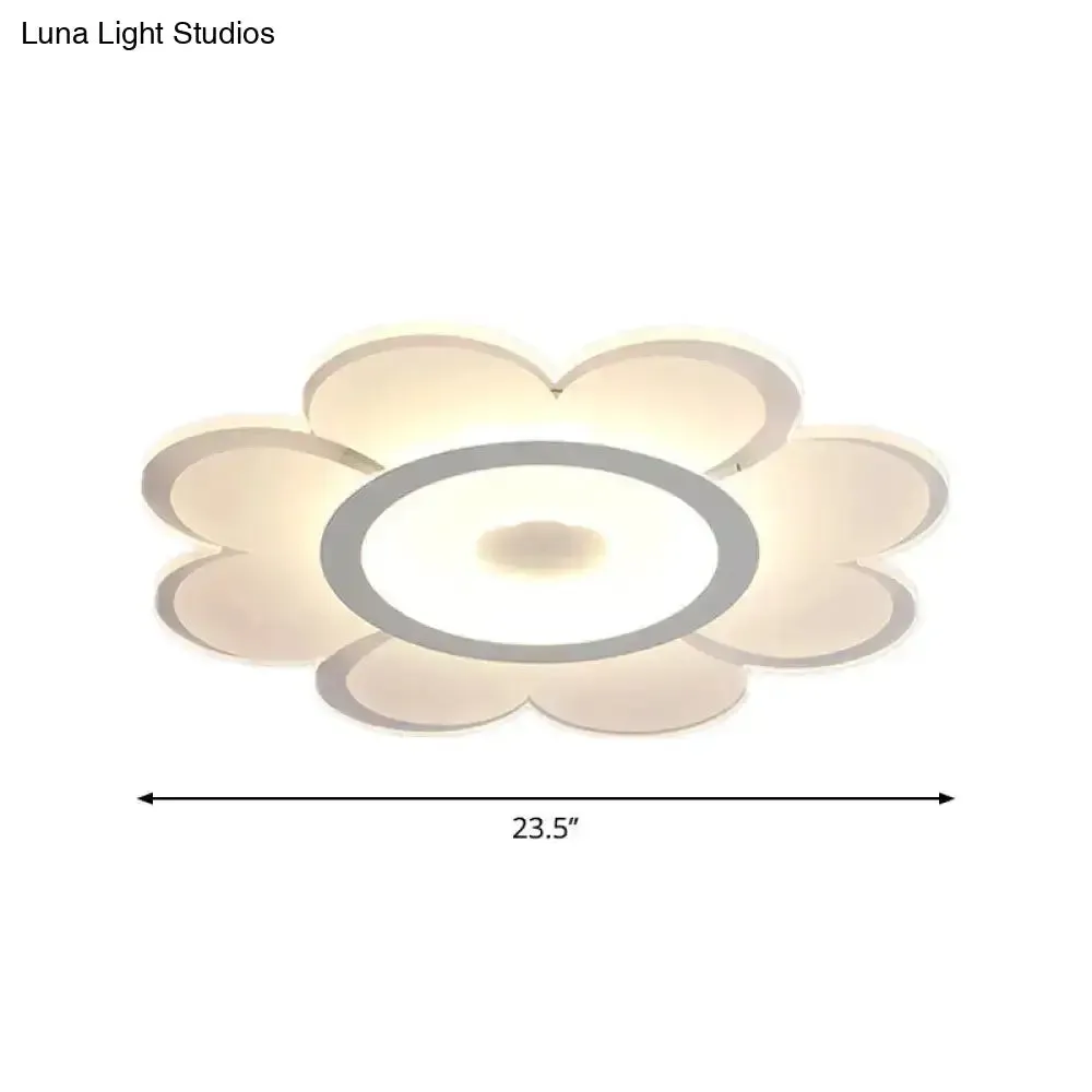 Contemporary Flower Shaped Acrylic Ceiling Light - White LED Flush Mount for Living Room, 8"/19.5"/31" W