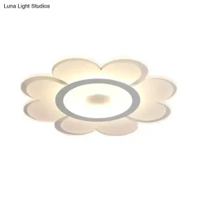 Contemporary Flower Shaped Acrylic Ceiling Light - White LED Flush Mount for Living Room, 8"/19.5"/31" W