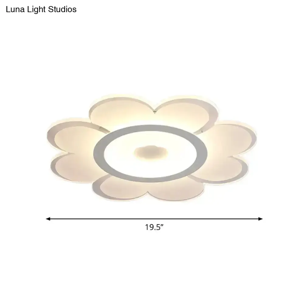 Contemporary Flower Shaped Acrylic Ceiling Light - White LED Flush Mount for Living Room, 8"/19.5"/31" W