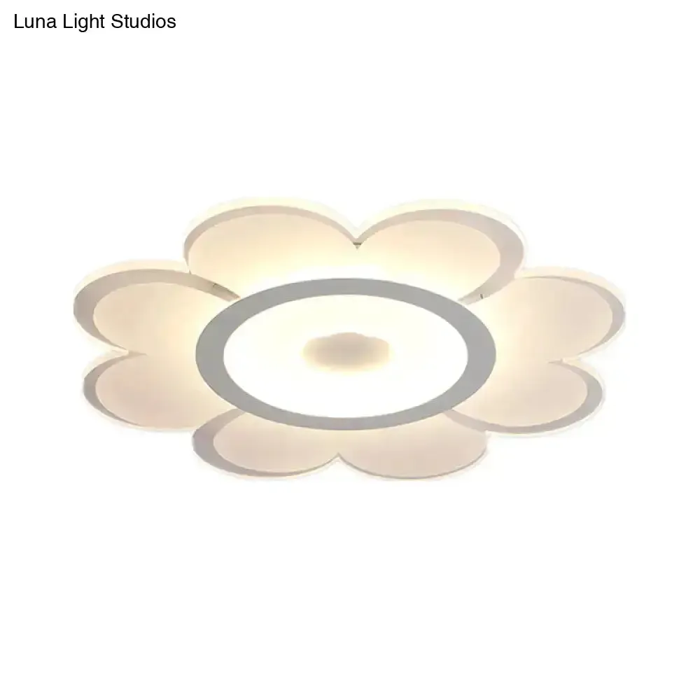 Contemporary Flower Shaped Acrylic Ceiling Light - White LED Flush Mount for Living Room, 8"/19.5"/31" W