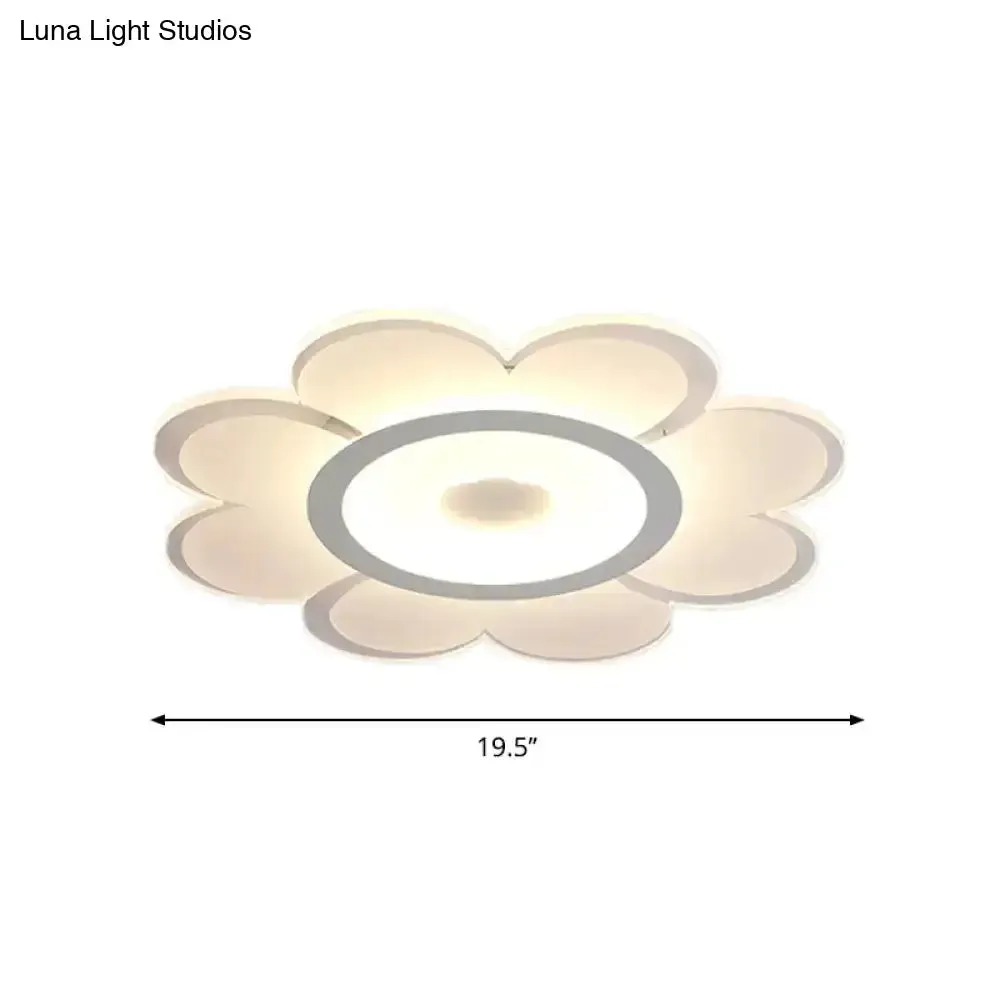 Contemporary Flower Shaped Acrylic Ceiling Light - White LED Flush Mount for Living Room, 8"/19.5"/31" W