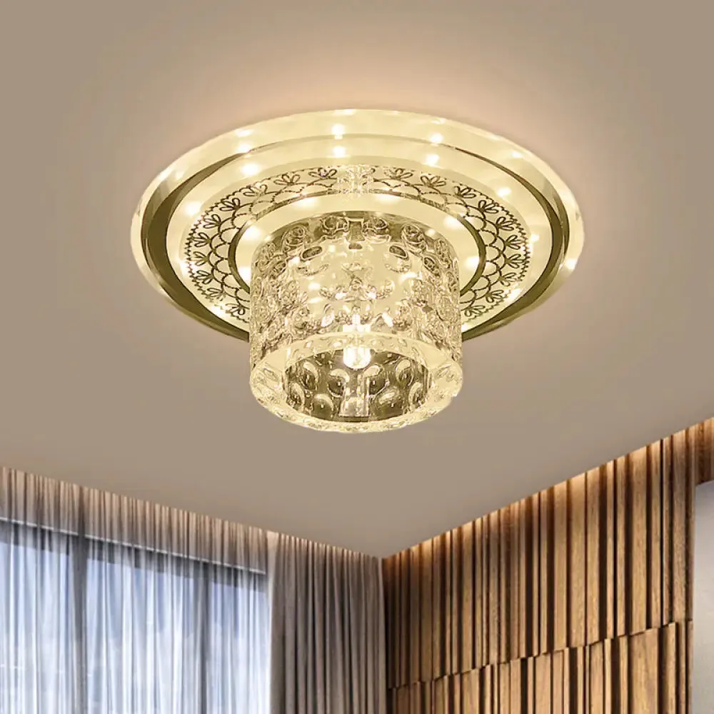 Contemporary LED Crystal Flushmount Ceiling Light for Corridor