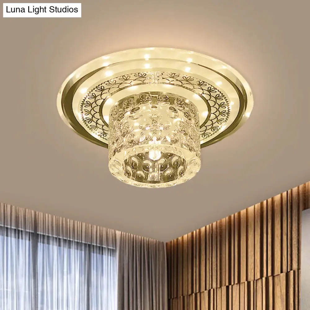 Contemporary LED Crystal Flushmount Ceiling Light for Corridor