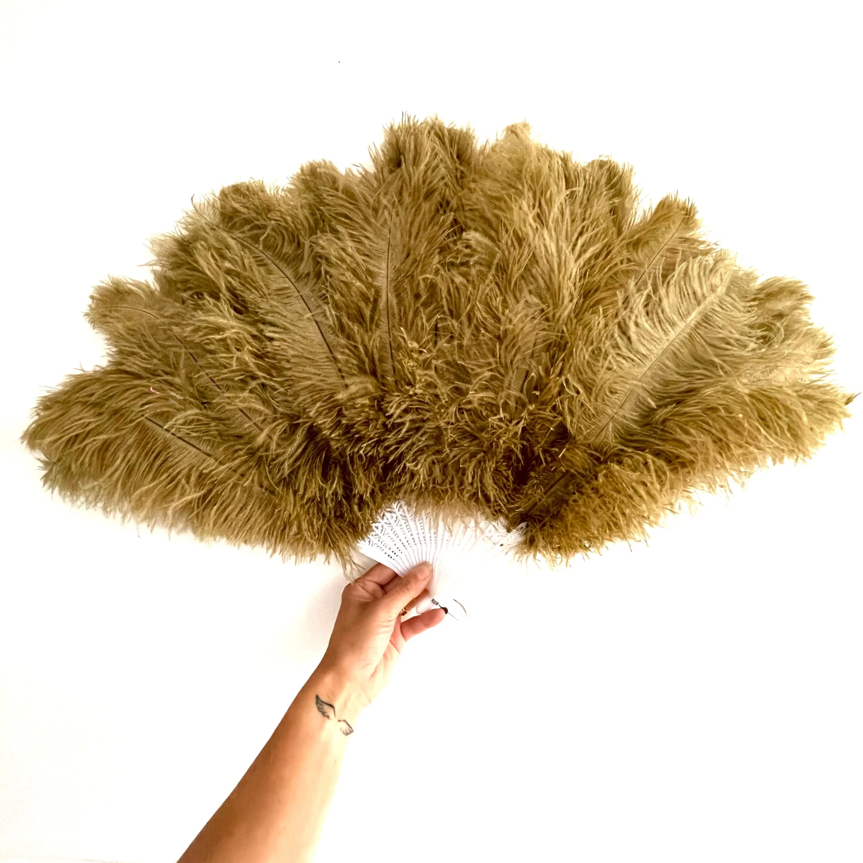 Costume Dance Ostrich Feather Fan - Vintage