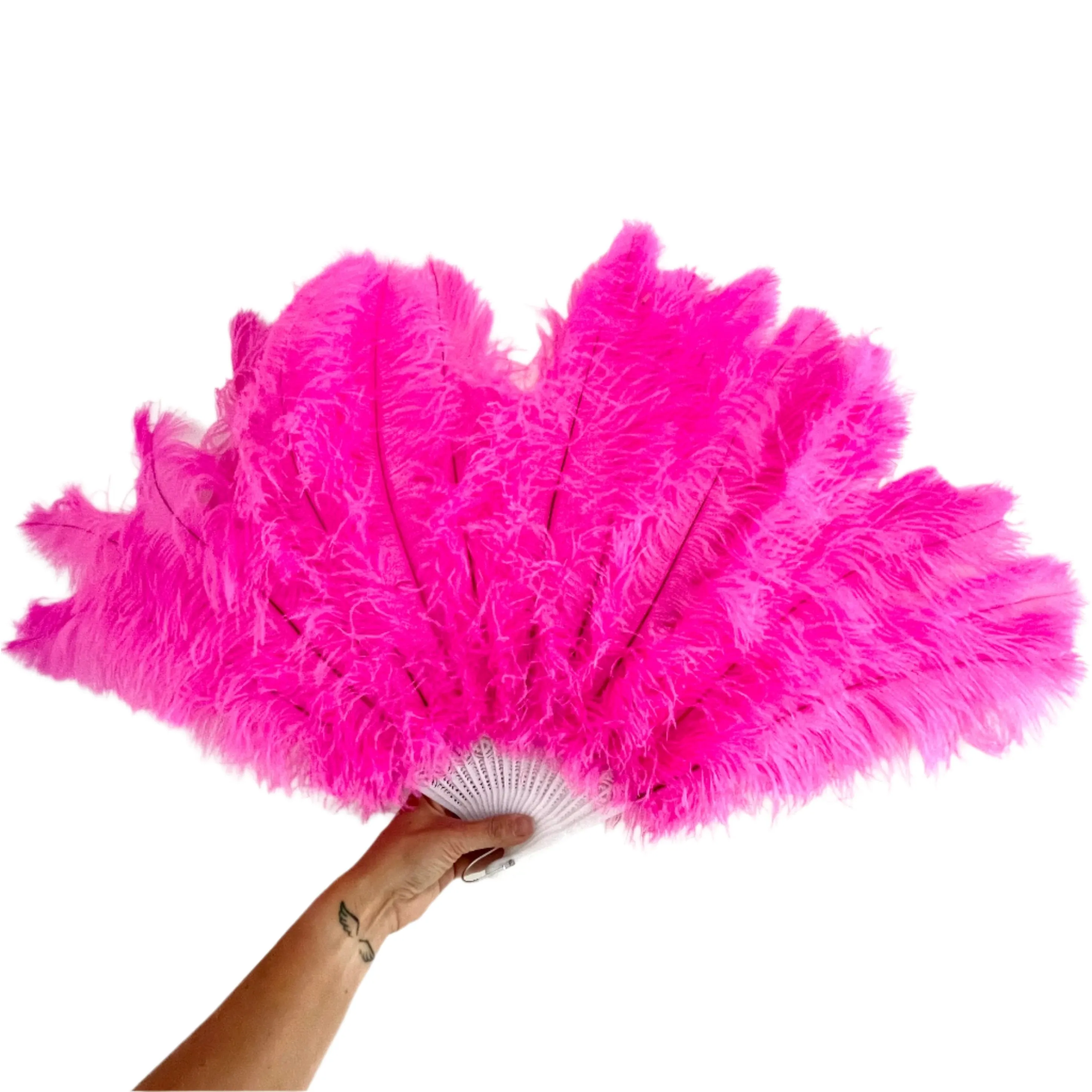 Costume Dance Ostrich Feather Fan - Vintage