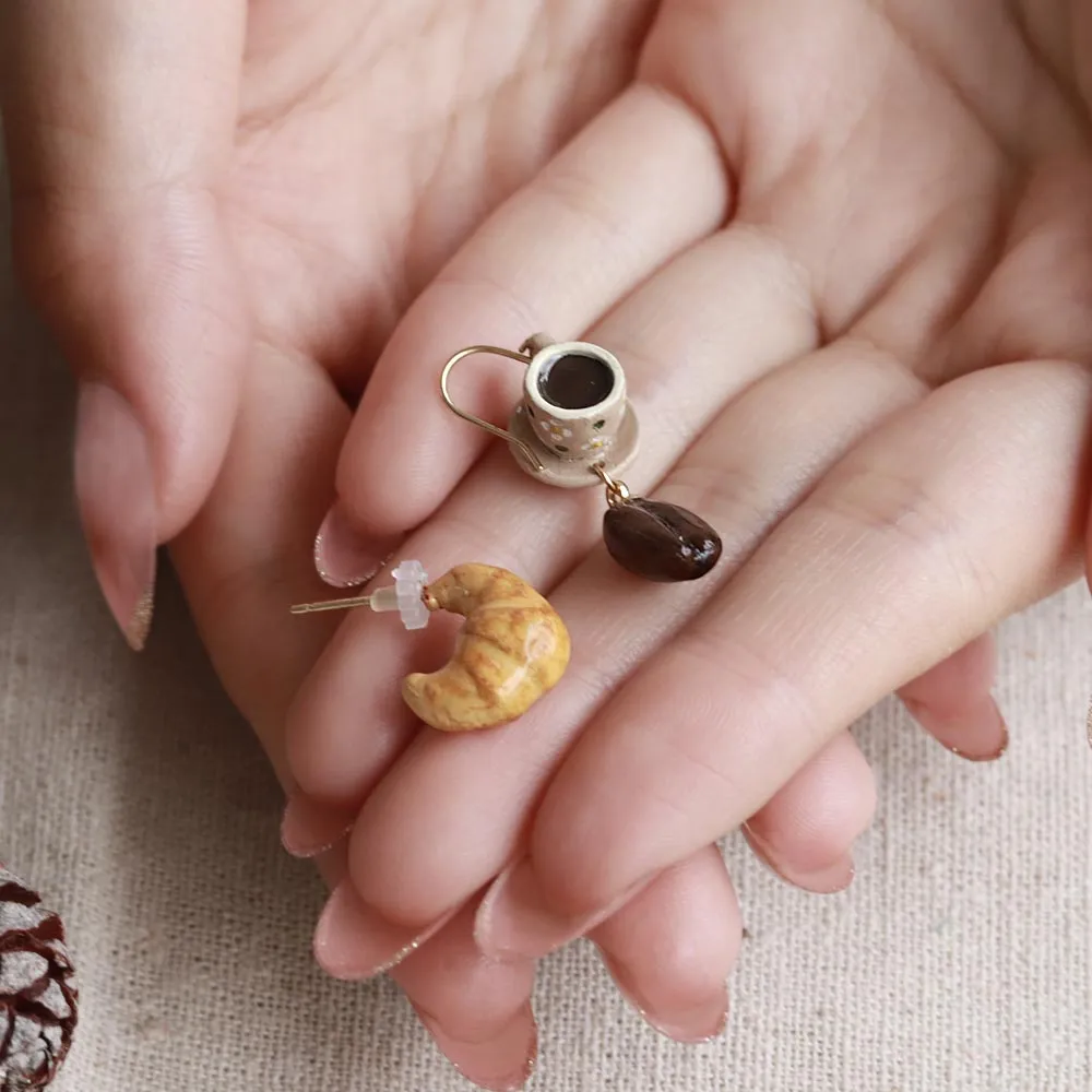 Croissant and Coffee Earrings