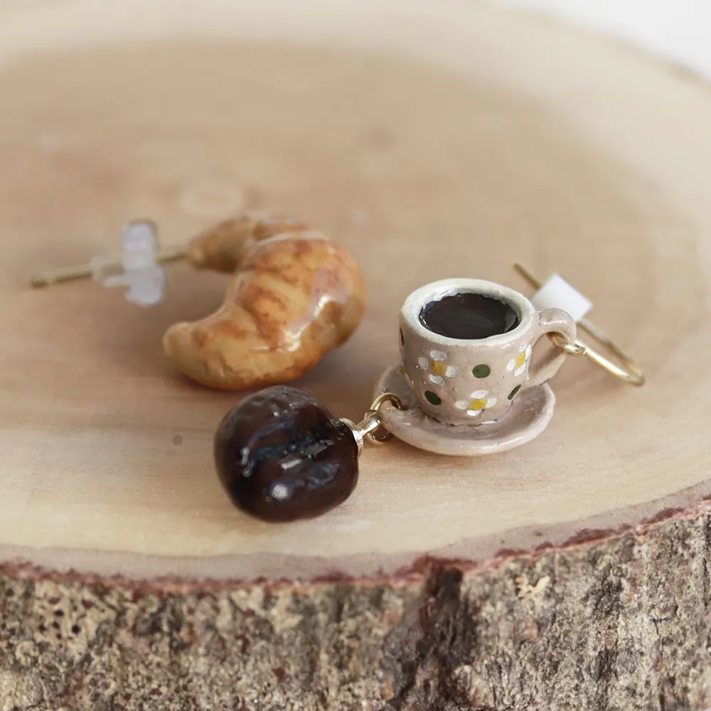 Croissant and Coffee Earrings