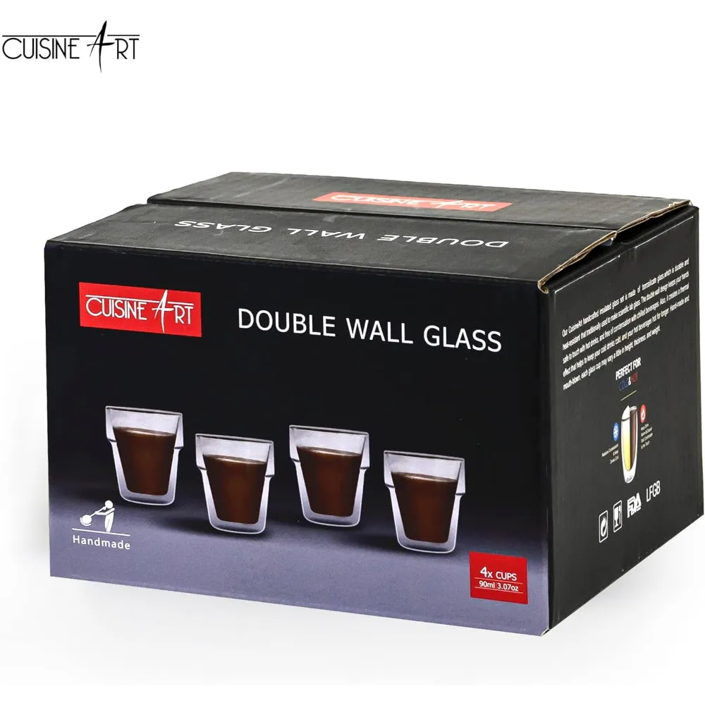 Cuisine Art Double Wall Glass Cup 4Pcs Set  90ml