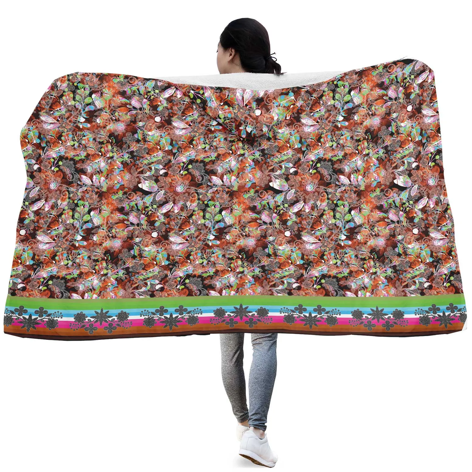 Culture in Nature Orange Hooded Blanket