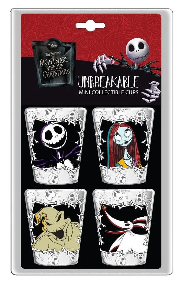 Cup Set - Silver Buffalo Disney Nightmare Before Christmas Character 4 Pack Plastic Mini Cup Set, 1.5 Ounces