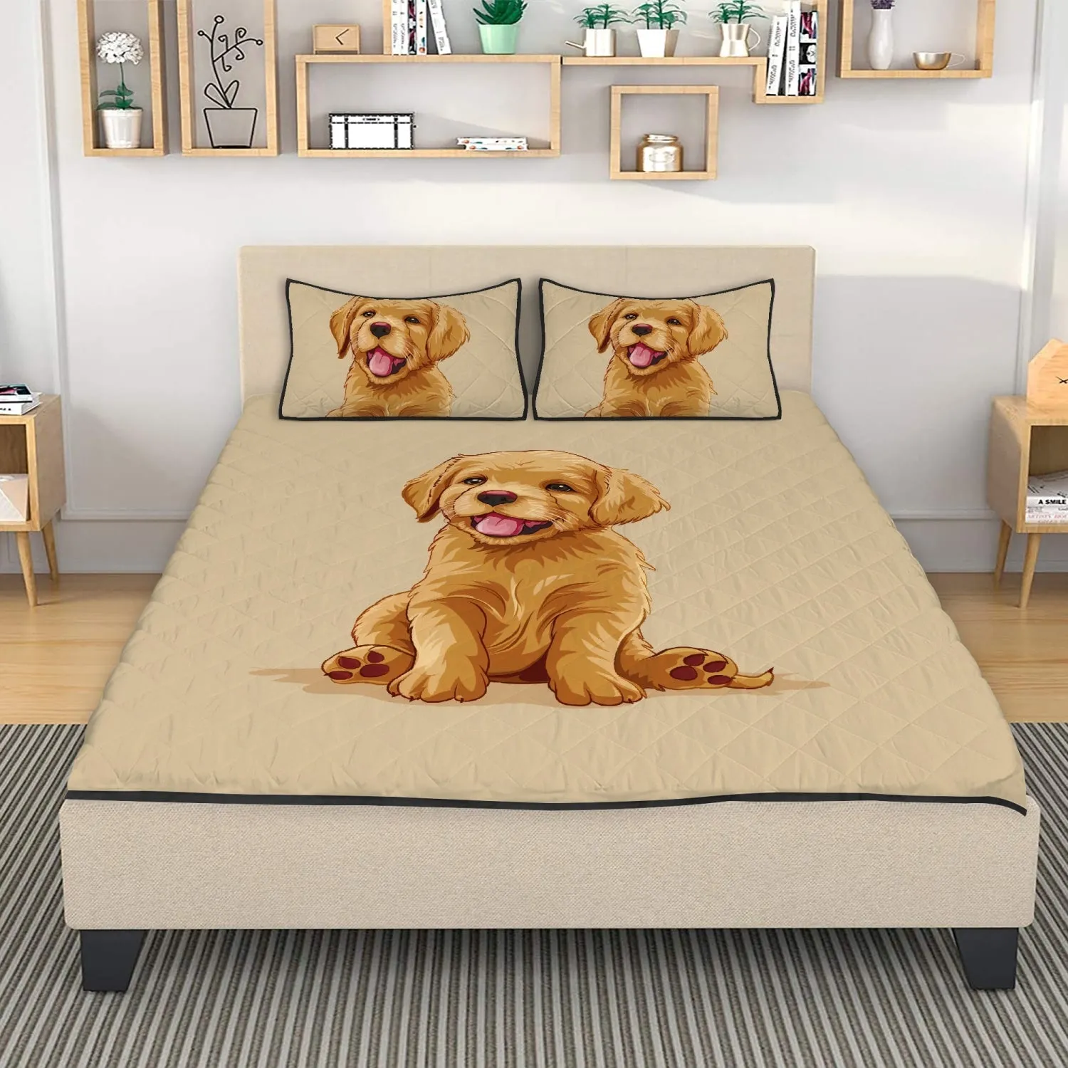 Cute Golden Retriever Bed Set