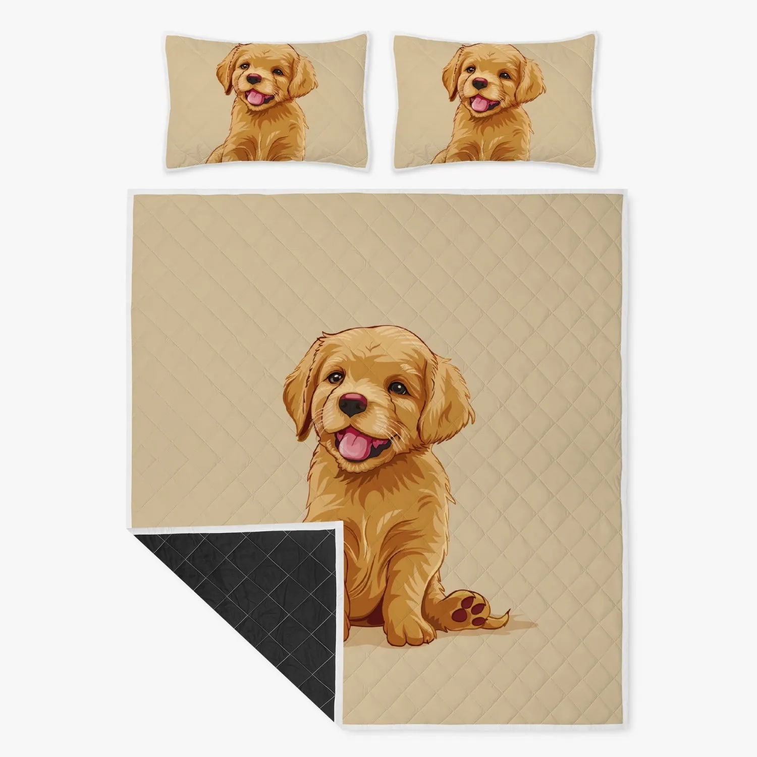 Cute Golden Retriever Bed Set