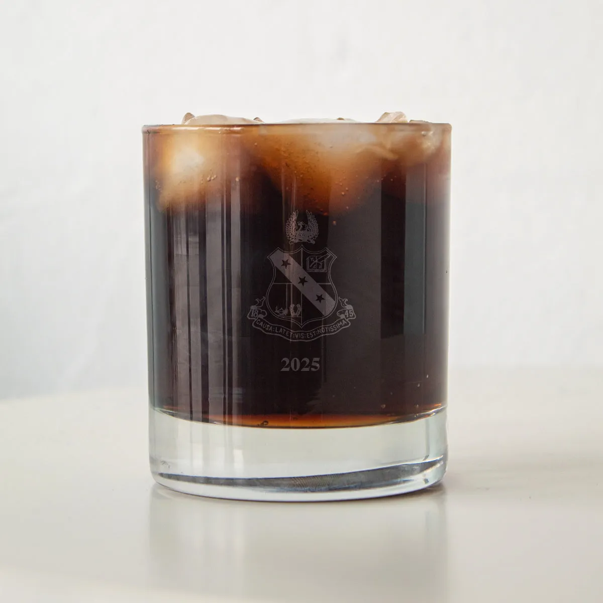 Delta Sig Engraved Year Rocks Glass