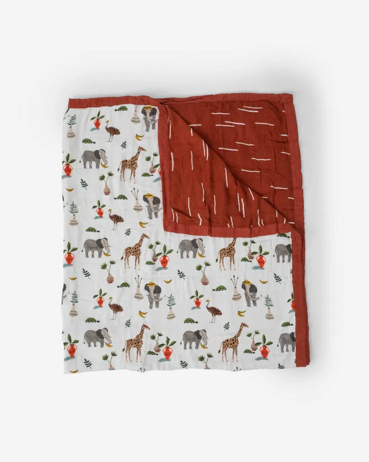 Deluxe Muslin Baby Quilt - Safari Social