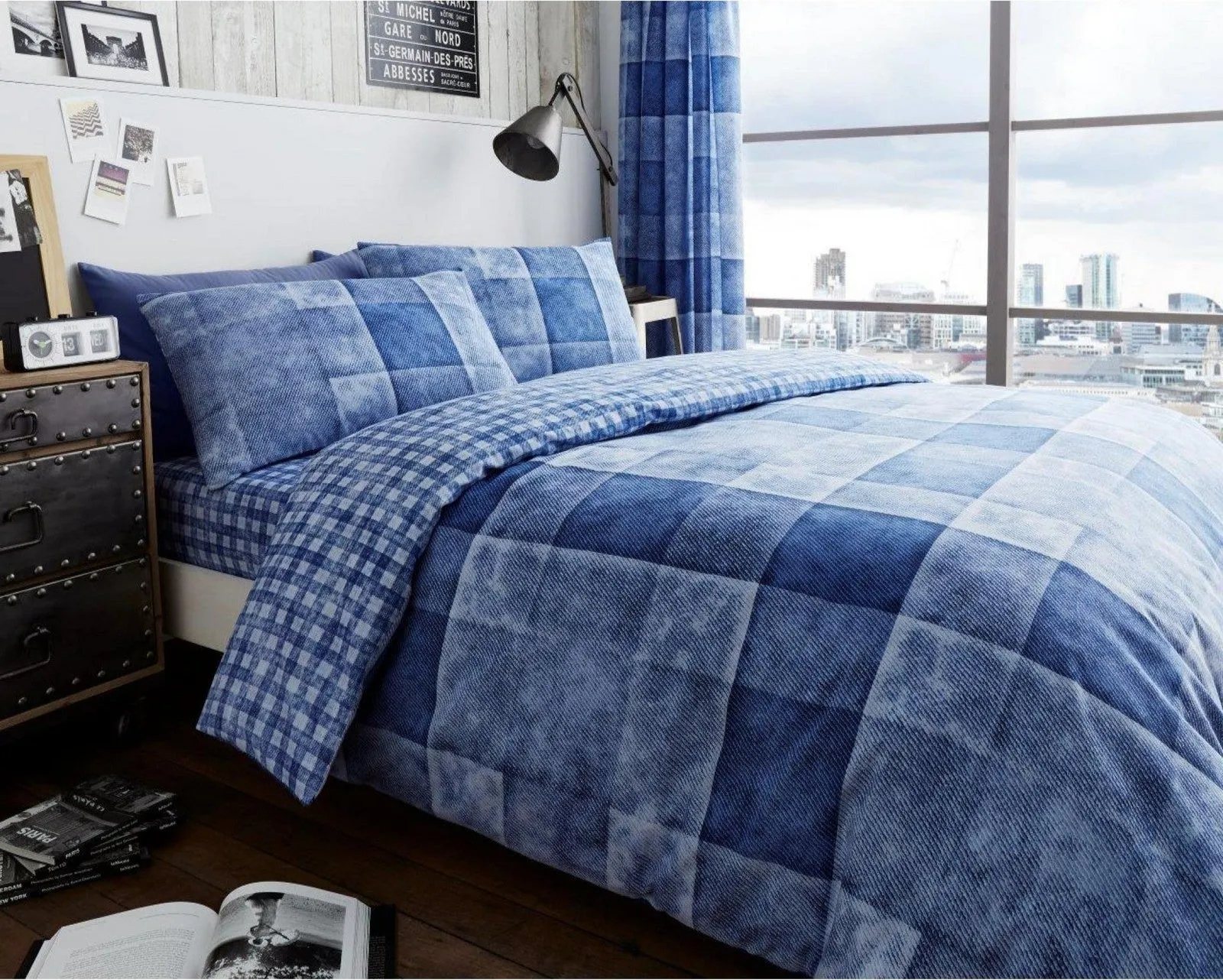 Denim Check Duvet Cover Set