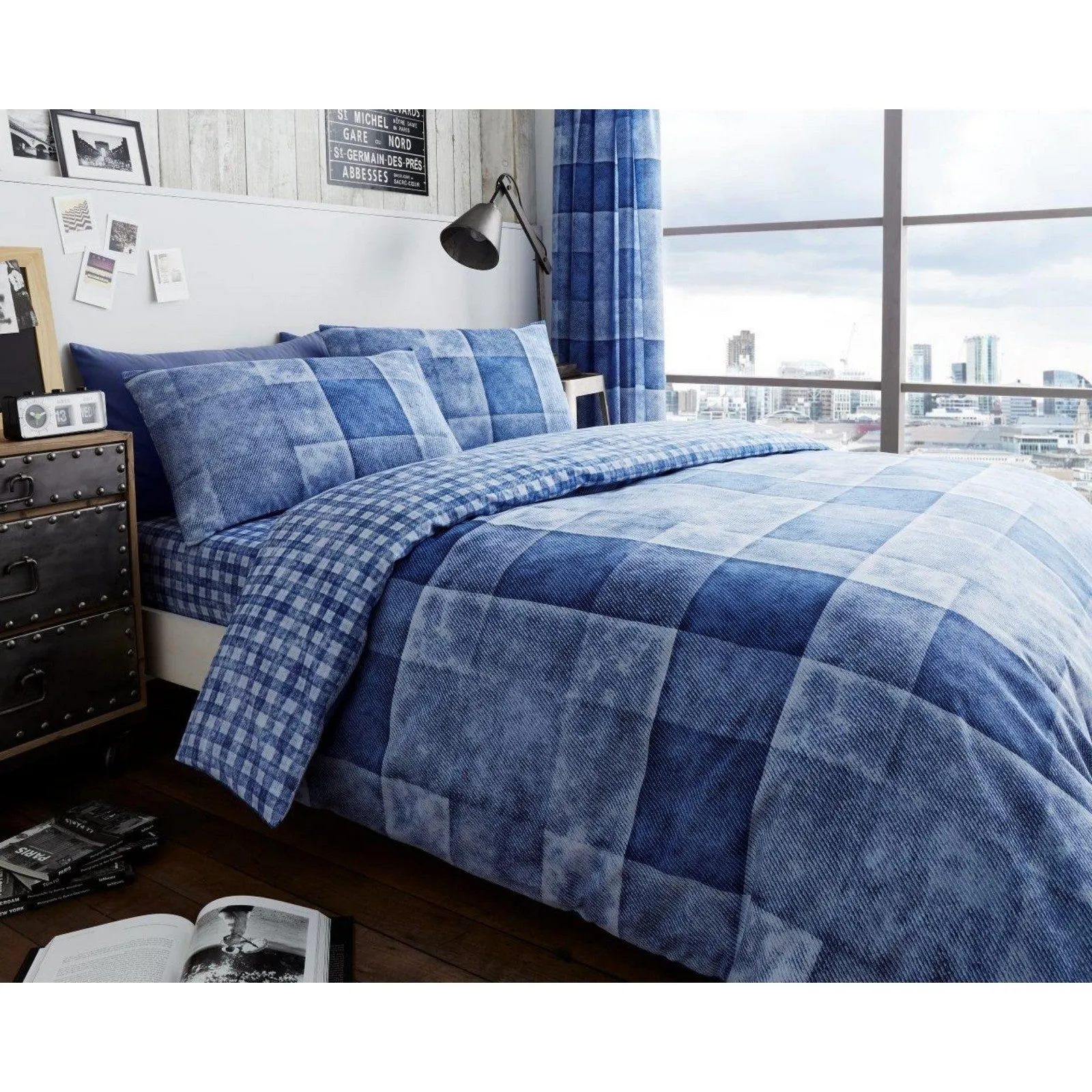 Denim Check Duvet Cover Set