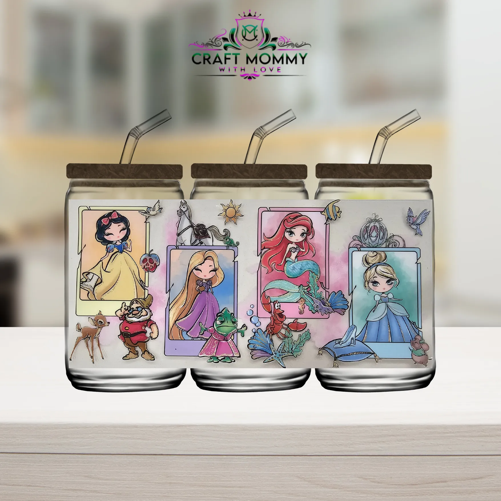 Disney Princess Frames- UV DTF wrap